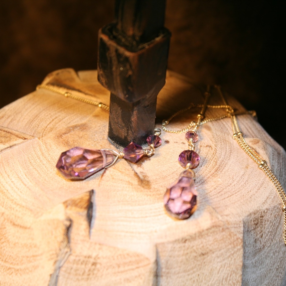 Magenta/Gold Wrap Necklace